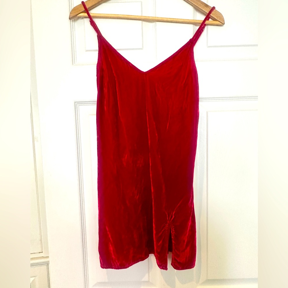 Pink velvet short reformation dress with slip